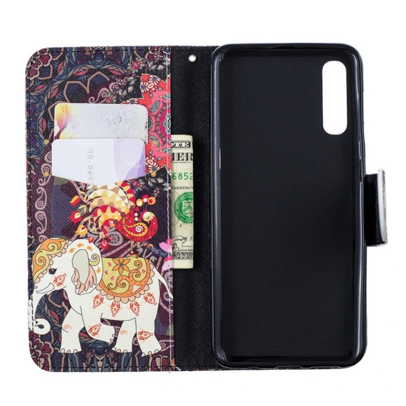 Leren Hoesje Samsung Galaxy A50 Etnische Olifantenmandala