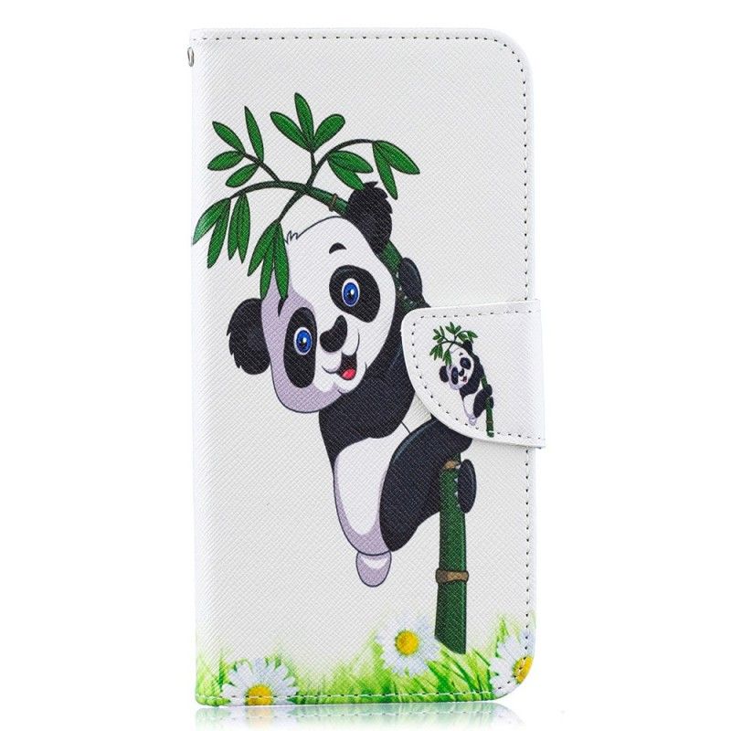 Leren Hoesje Samsung Galaxy A50 Panda Op Bamboe