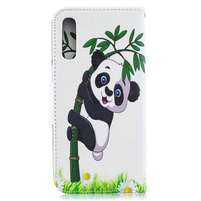 Leren Hoesje Samsung Galaxy A50 Panda Op Bamboe