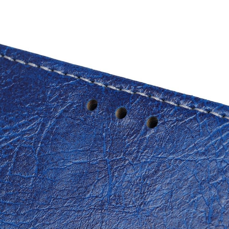Leren Hoesje Samsung Galaxy A50 Rood Zwart Glanzende En Zichtbare Naden