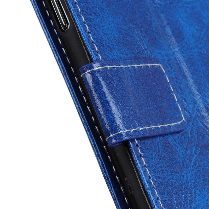 Leren Hoesje Samsung Galaxy A50 Rood Zwart Glanzende En Zichtbare Naden