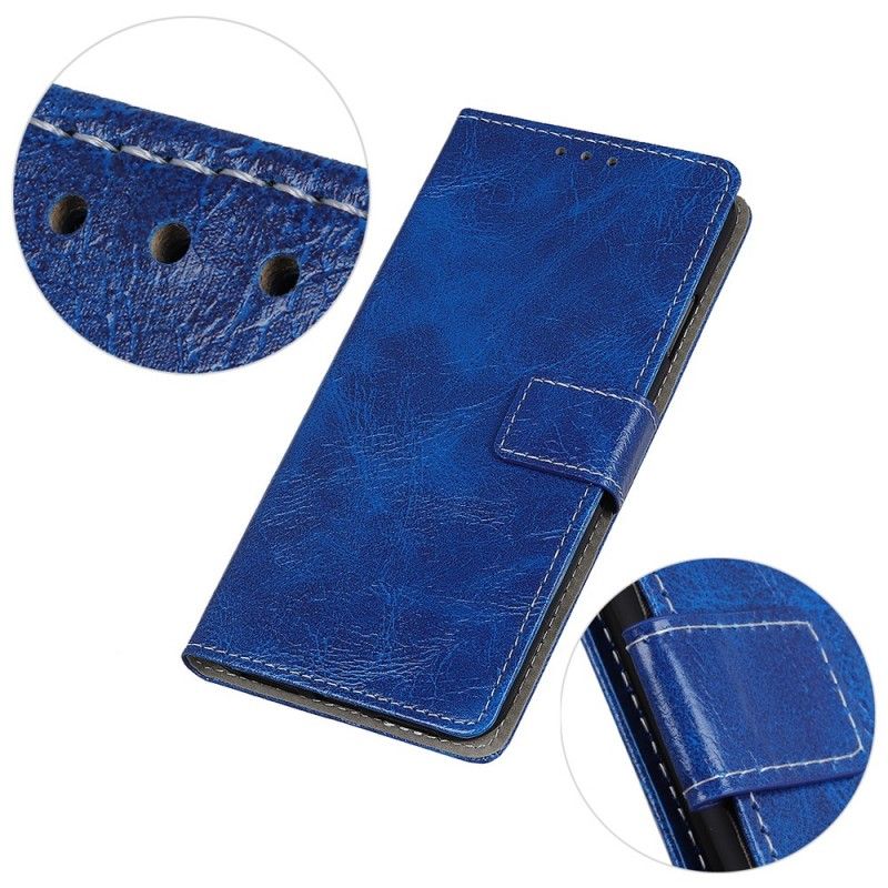 Leren Hoesje Samsung Galaxy A50 Rood Zwart Glanzende En Zichtbare Naden
