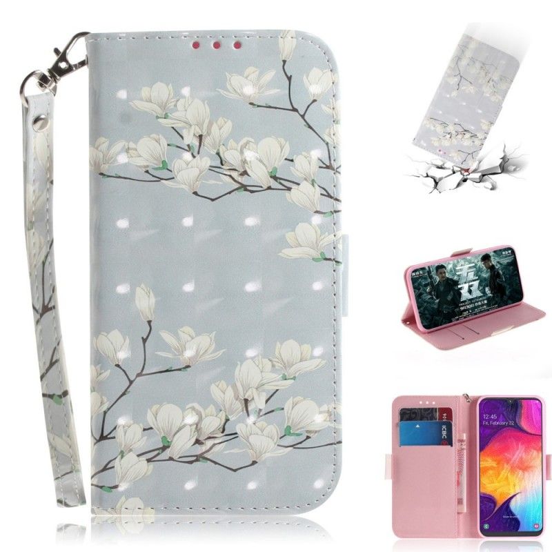 Leren Hoesje voor Samsung Galaxy A50 Bloeiende Boom Met String