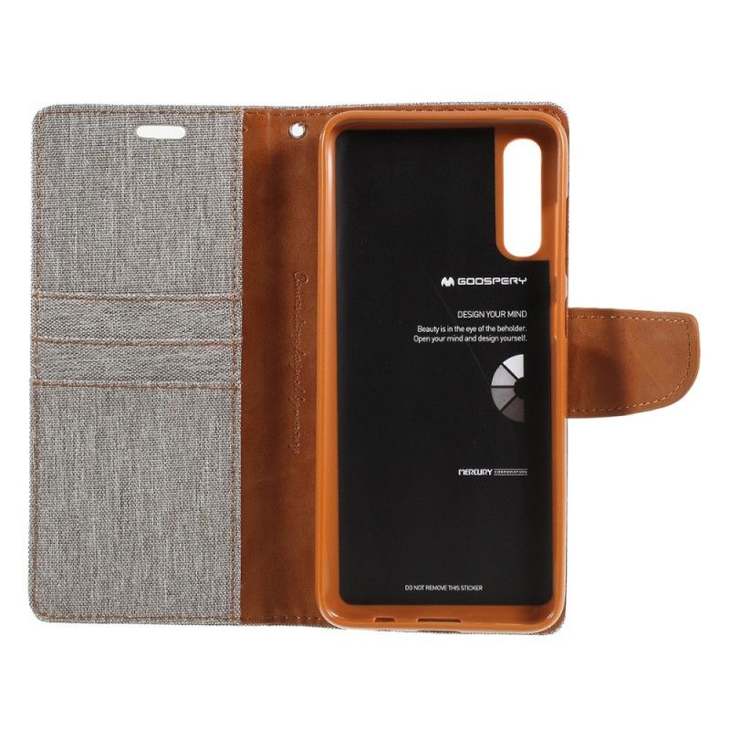 Leren Hoesje voor Samsung Galaxy A50 Grijs Zwart Tweekleurig Kwikweefsel