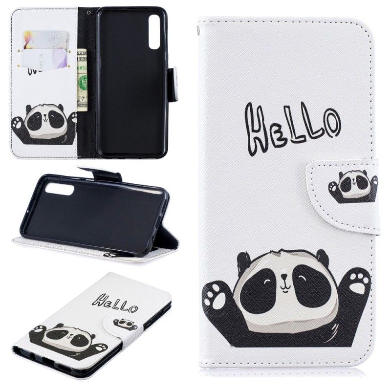 Leren Hoesje voor Samsung Galaxy A50 Hallo Panda