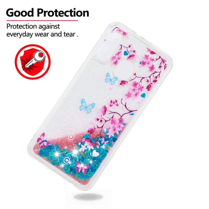 Case Hoesje Samsung Galaxy A20e Telefoonhoesje Vlinders En Blauwe Bloemen