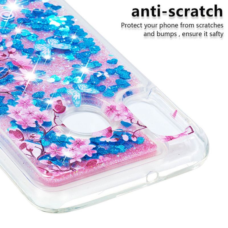 Case Hoesje Samsung Galaxy A20e Telefoonhoesje Vlinders En Blauwe Bloemen