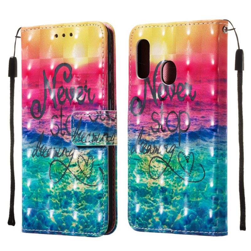 Cover Folio-hoesje Samsung Galaxy A20e Telefoonhoesje Stop Nooit Met Dromen