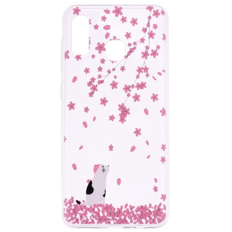 Cover Hoesje Samsung Galaxy A20e Telefoonhoesje Bloemblaadjes En Kat