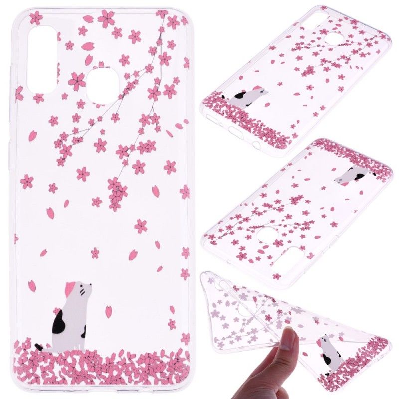 Cover Hoesje Samsung Galaxy A20e Telefoonhoesje Bloemblaadjes En Kat