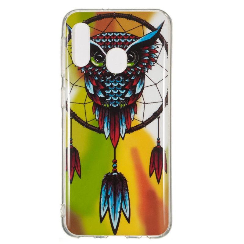 Cover Hoesje Samsung Galaxy A20e Telefoonhoesje Fluorescerende Uil Dromenvanger