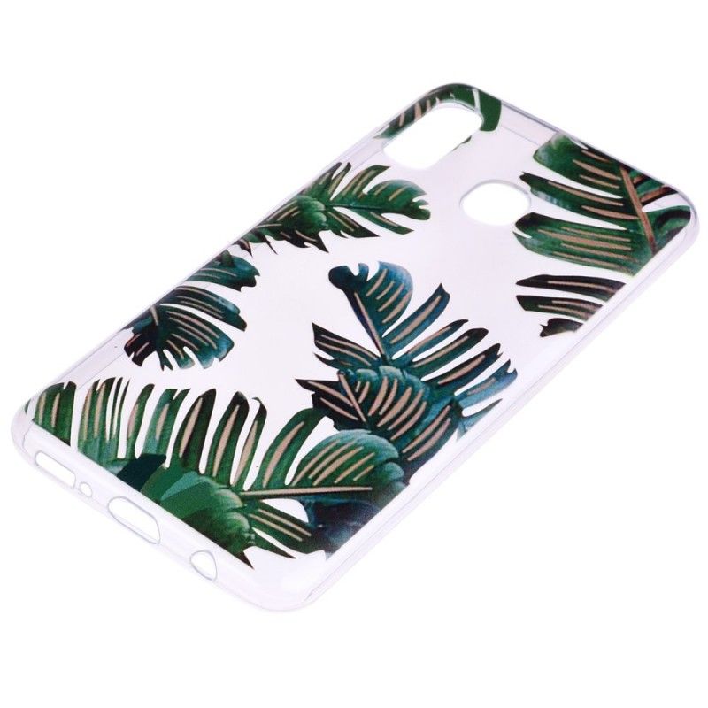 Cover Hoesje Samsung Galaxy A20e Telefoonhoesje Transparant Groen Blad