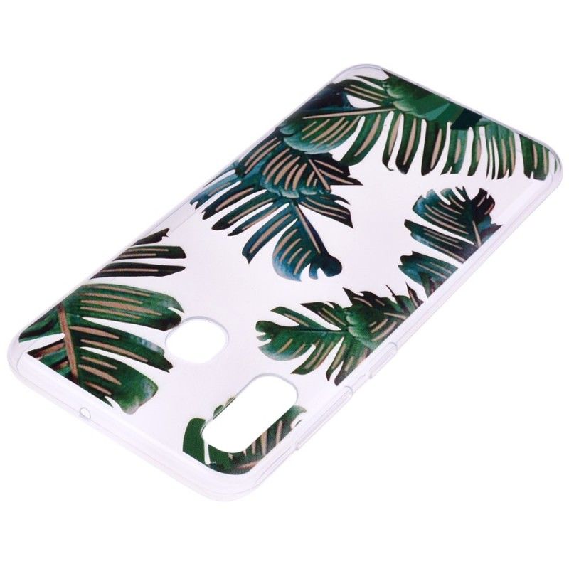 Cover Hoesje Samsung Galaxy A20e Telefoonhoesje Transparant Groen Blad