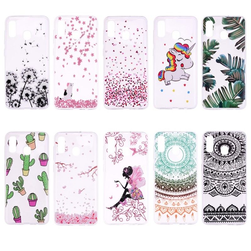 Cover Hoesje Samsung Galaxy A20e Telefoonhoesje Transparant Groen Blad