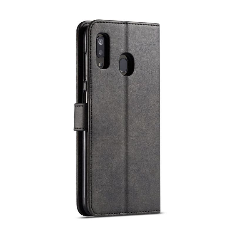 Flip Case Leren Samsung Galaxy A20e Grijs Zwart Lc.Imeeke Leereffect