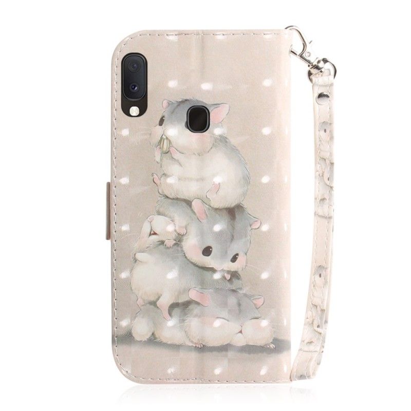 Flip Case Leren Samsung Galaxy A20e Hamsters Met String