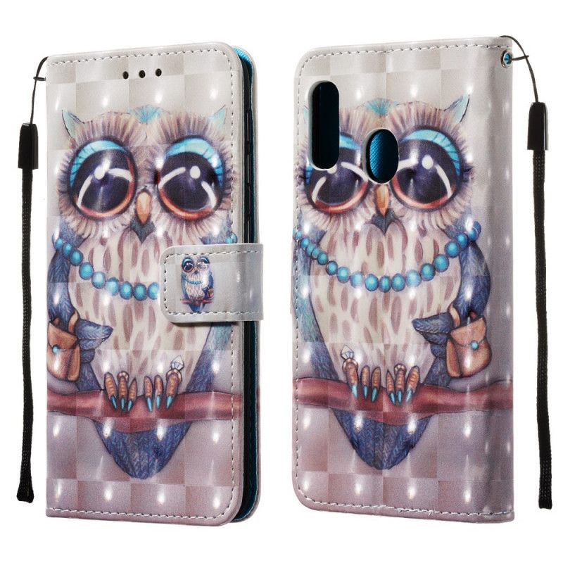 Flip Case Leren Samsung Galaxy A20e Juffrouw Uil