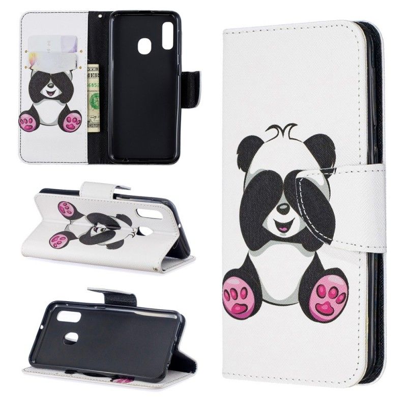Flip Case Leren Samsung Galaxy A20e Leuke Panda