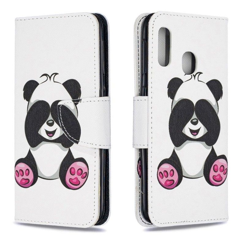 Flip Case Leren Samsung Galaxy A20e Leuke Panda