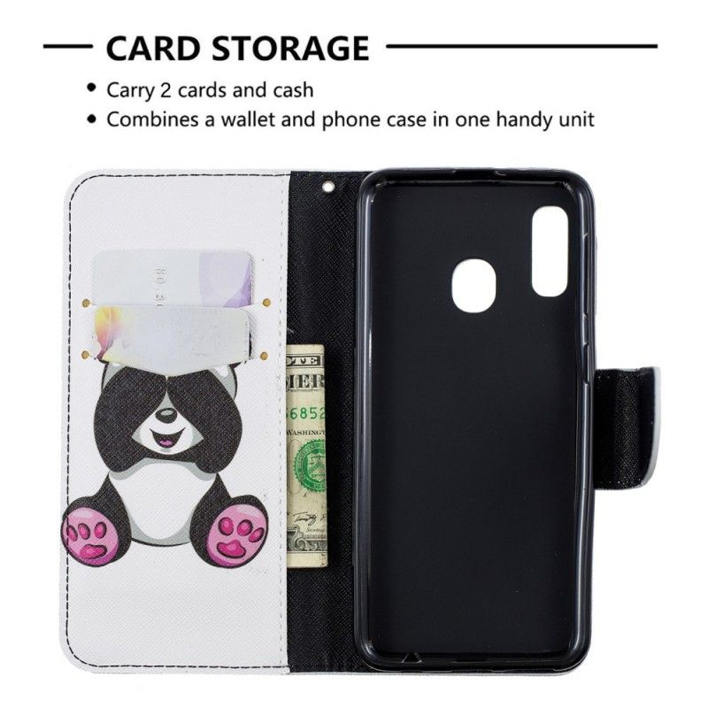 Flip Case Leren Samsung Galaxy A20e Leuke Panda