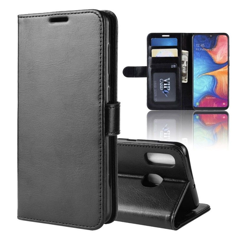 Flip Case Leren Samsung Galaxy A20e Wit Zwart Ultra Kunstleer