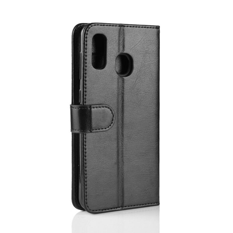 Flip Case Leren Samsung Galaxy A20e Wit Zwart Ultra Kunstleer