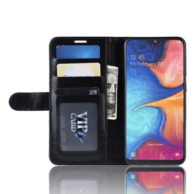 Flip Case Leren Samsung Galaxy A20e Wit Zwart Ultra Kunstleer