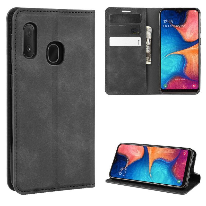 Folio-hoesje Samsung Galaxy A20e Grijs Zwart Chic Leereffect