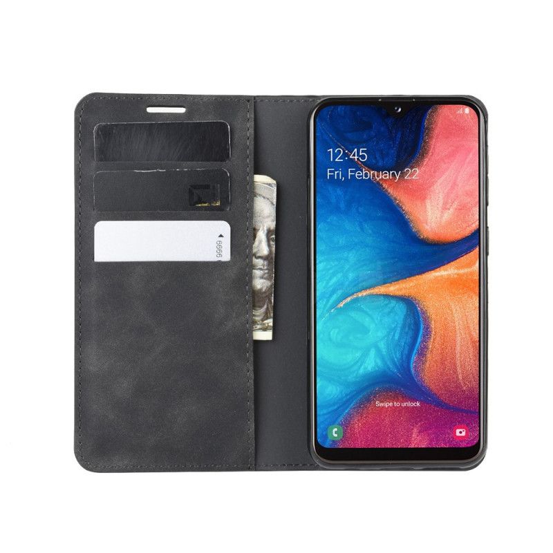 Folio-hoesje Samsung Galaxy A20e Grijs Zwart Chic Leereffect