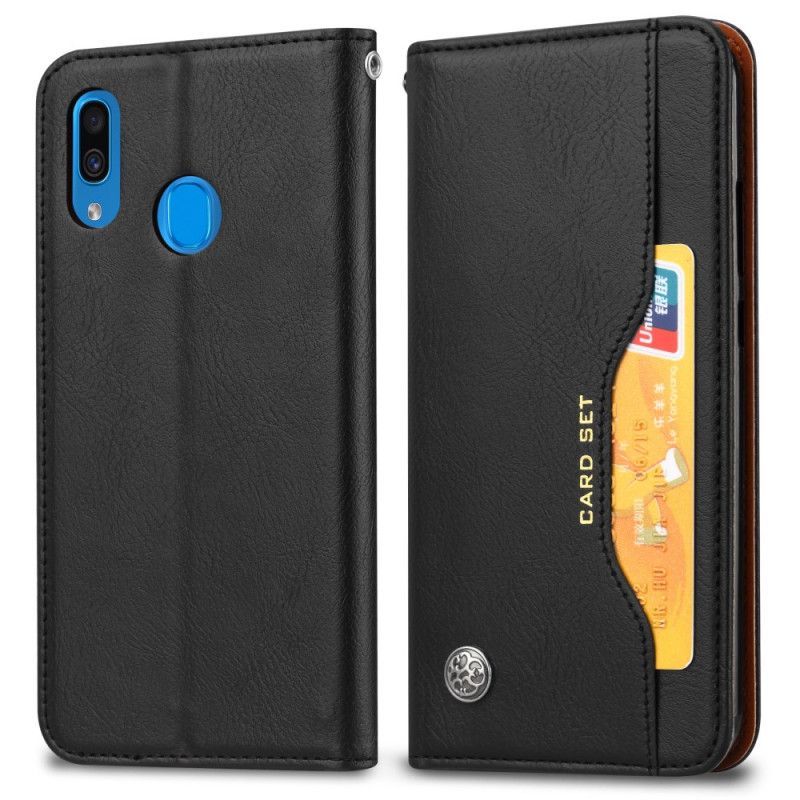 Folio-hoesje Samsung Galaxy A20e Rood Zwart Kaarthouder Van Imitatieleer