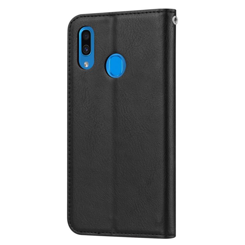 Folio-hoesje Samsung Galaxy A20e Rood Zwart Kaarthouder Van Imitatieleer
