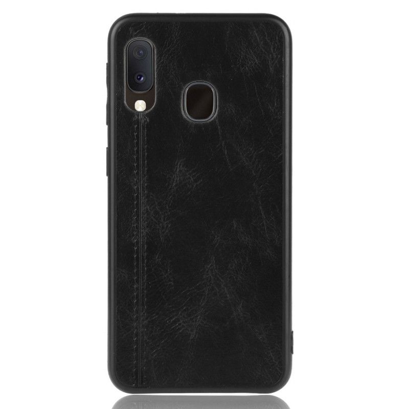 Hoesje Samsung Galaxy A20e Rood Zwart Gestikt Leereffect
