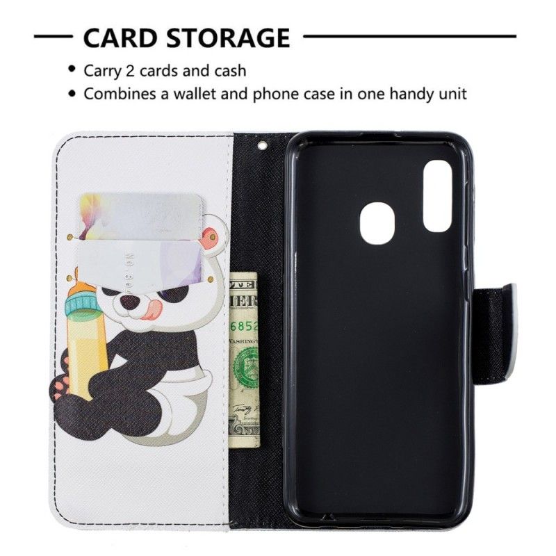 Leren Hoesje Samsung Galaxy A20e Babypanda