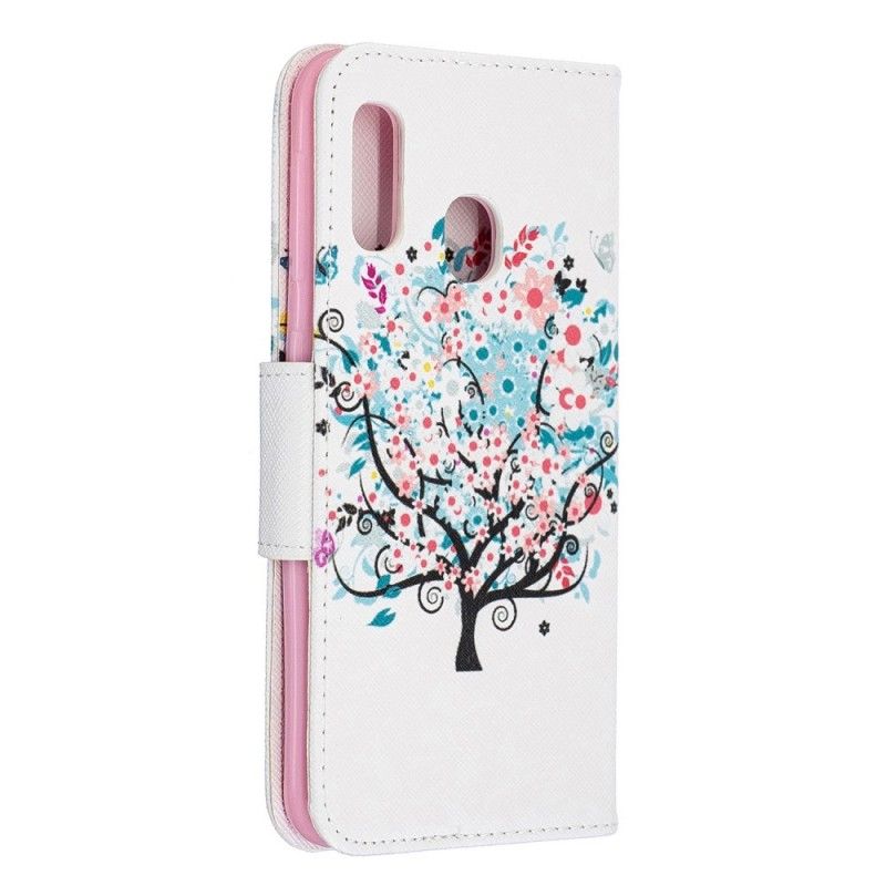 Leren Hoesje Samsung Galaxy A20e Bloemrijke Boom