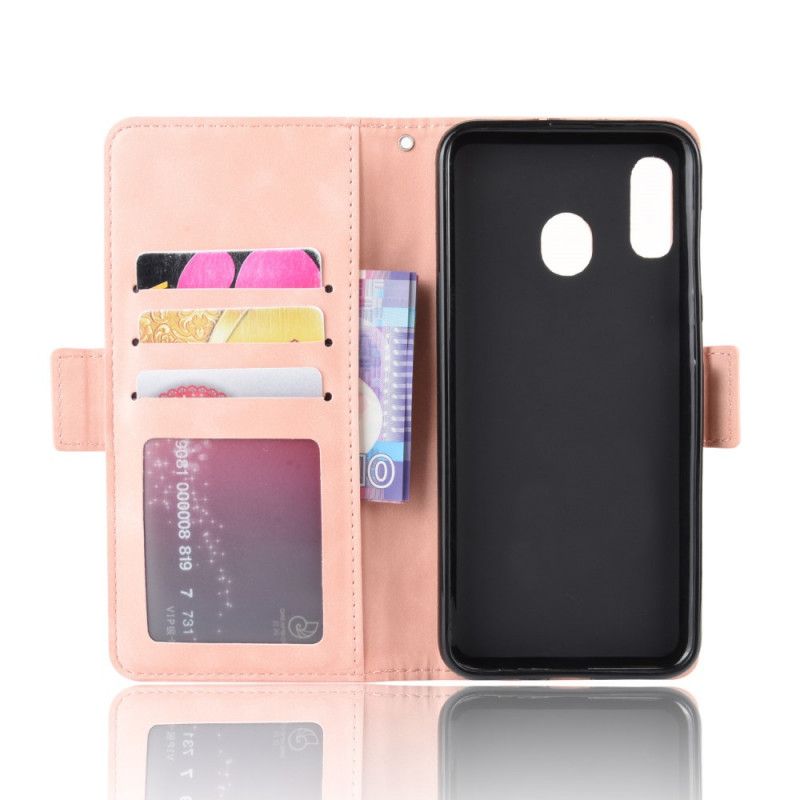 Leren Hoesje Samsung Galaxy A20e Rood Zwart Eersteklas Multikaart