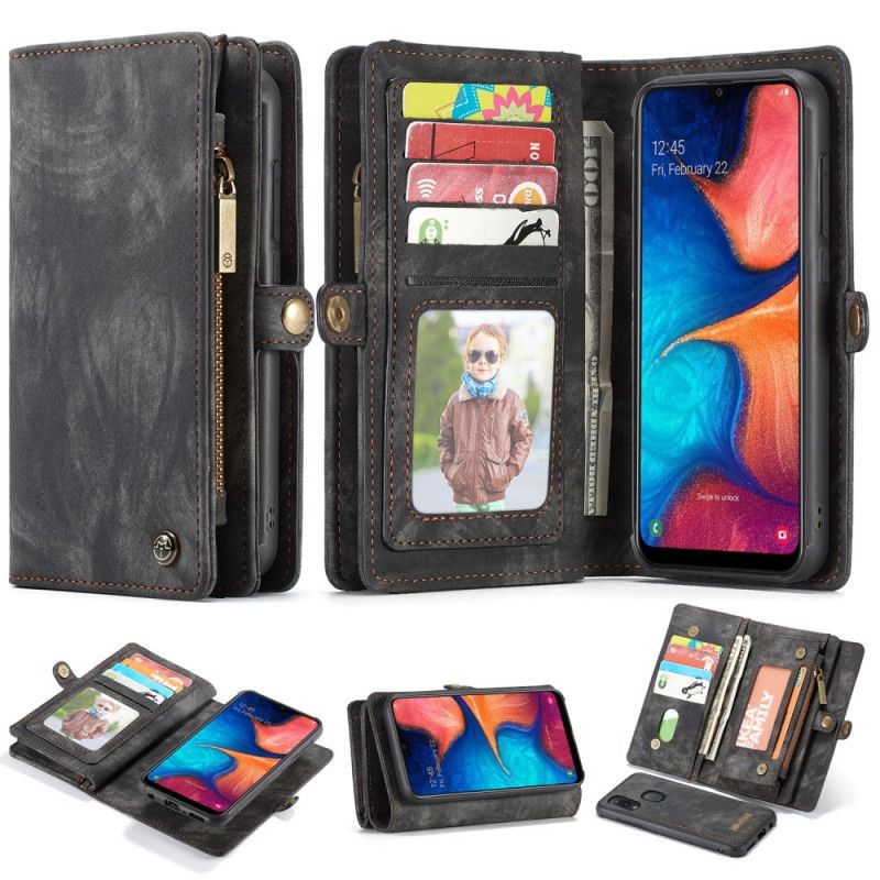 Leren Hoesje Samsung Galaxy A20e Rood Zwart Telefoonhoesje Afneembare Behuizing