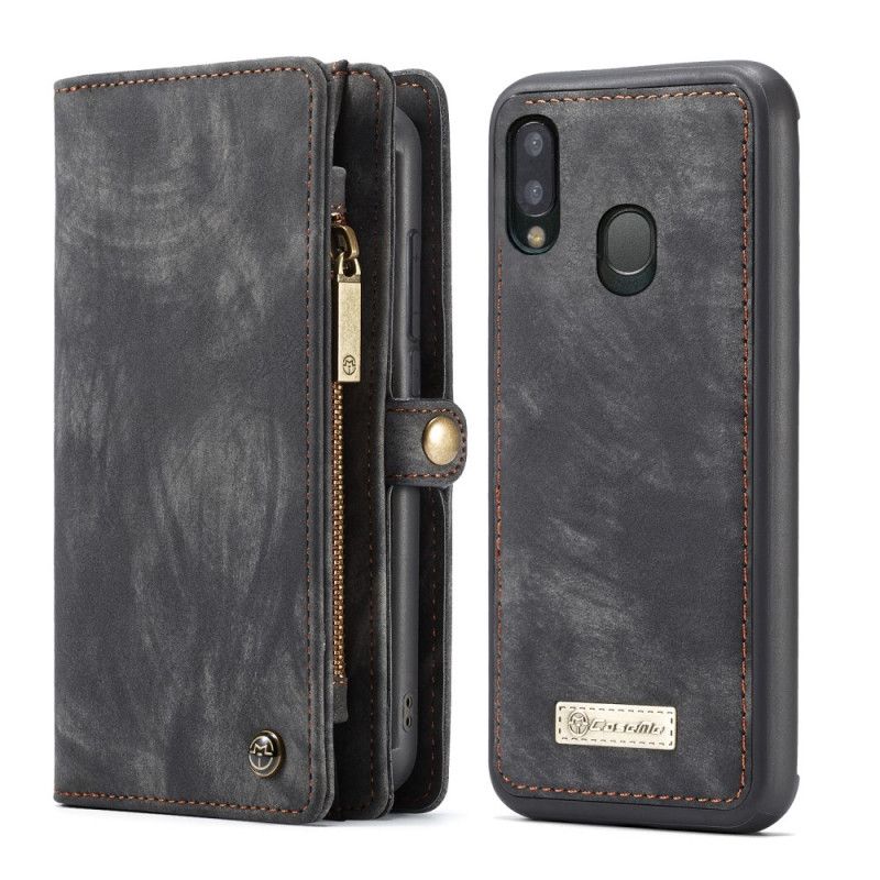 Leren Hoesje Samsung Galaxy A20e Rood Zwart Telefoonhoesje Afneembare Behuizing