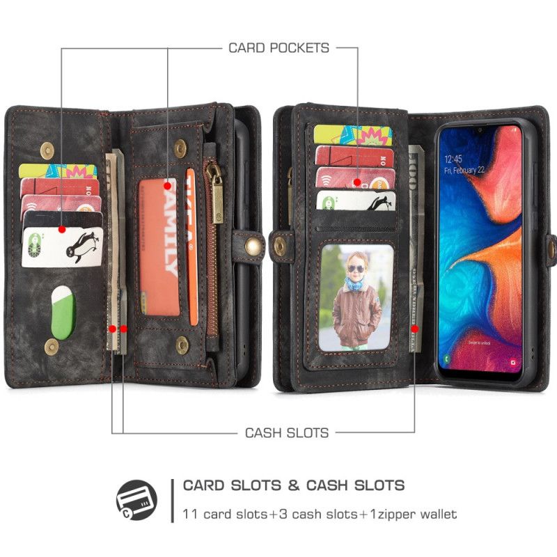Leren Hoesje Samsung Galaxy A20e Rood Zwart Telefoonhoesje Afneembare Behuizing