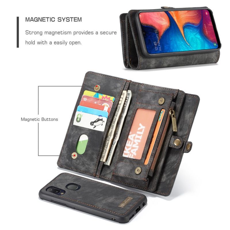 Leren Hoesje Samsung Galaxy A20e Rood Zwart Telefoonhoesje Afneembare Behuizing