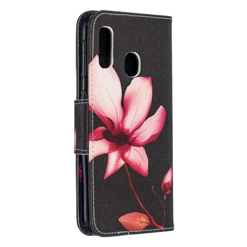 Leren Hoesje Samsung Galaxy A20e Roze Bloem