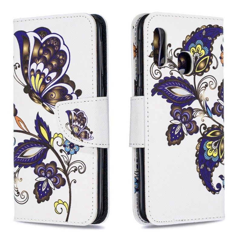 Leren Hoesje Samsung Galaxy A20e Telefoonhoesje Vlindertattoo