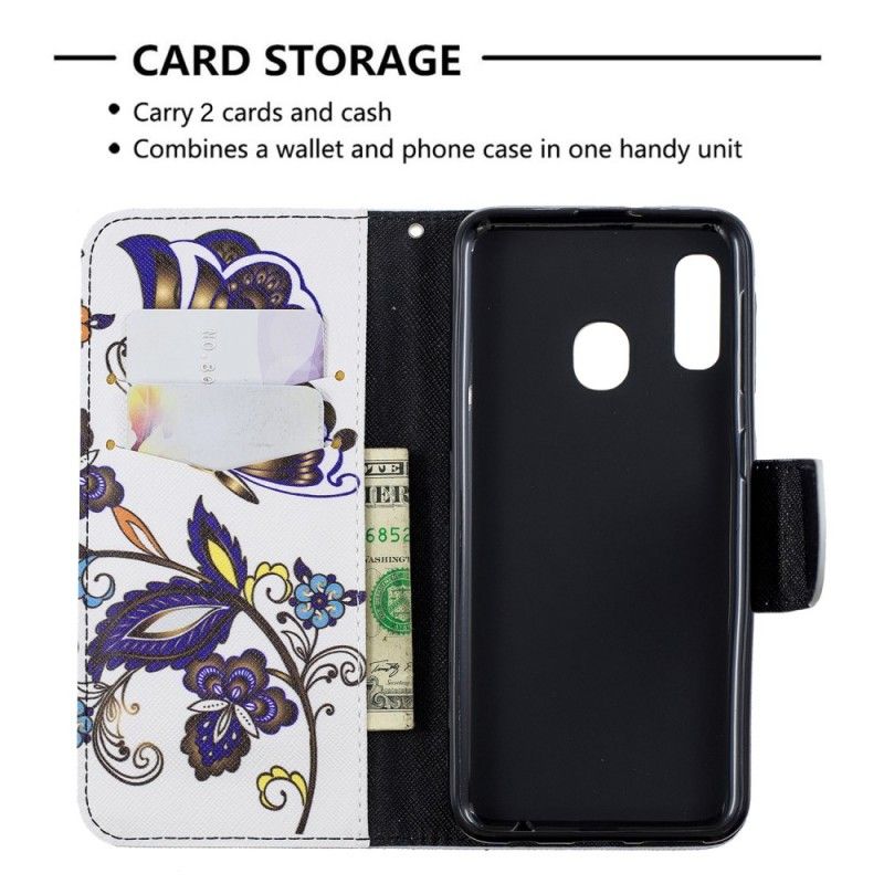 Leren Hoesje Samsung Galaxy A20e Telefoonhoesje Vlindertattoo