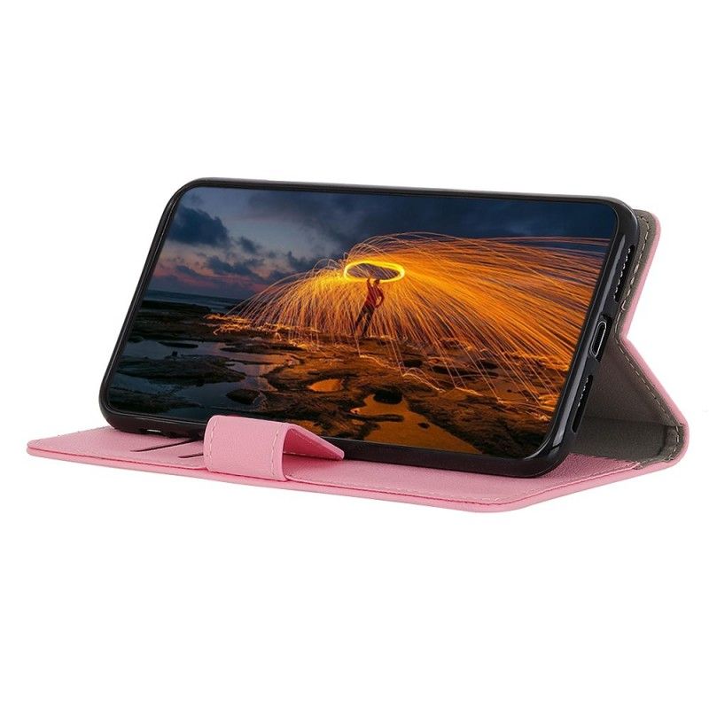 Leren Hoesje Samsung Galaxy A20e Wit Zwart Eenvoudig Glanzend Leereffect