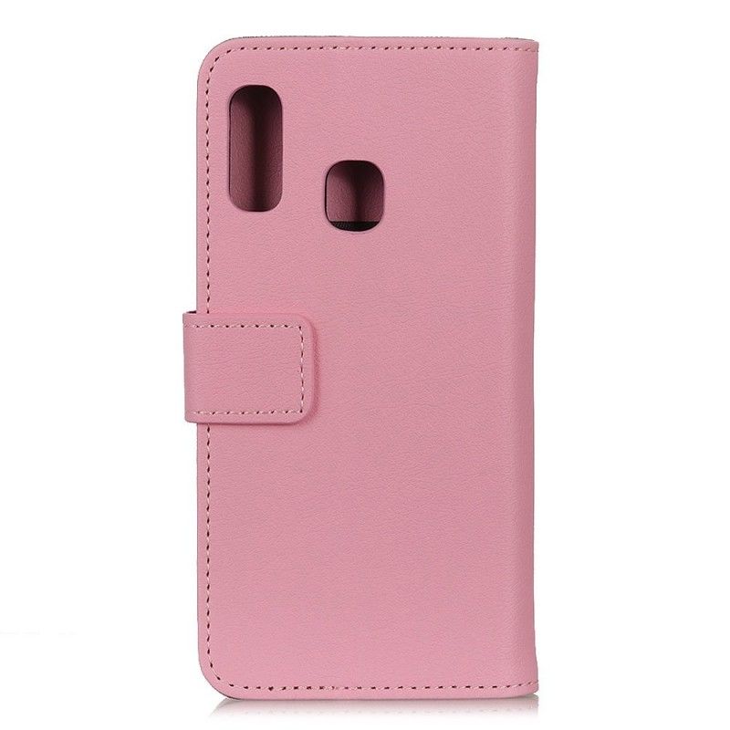 Leren Hoesje Samsung Galaxy A20e Wit Zwart Eenvoudig Glanzend Leereffect