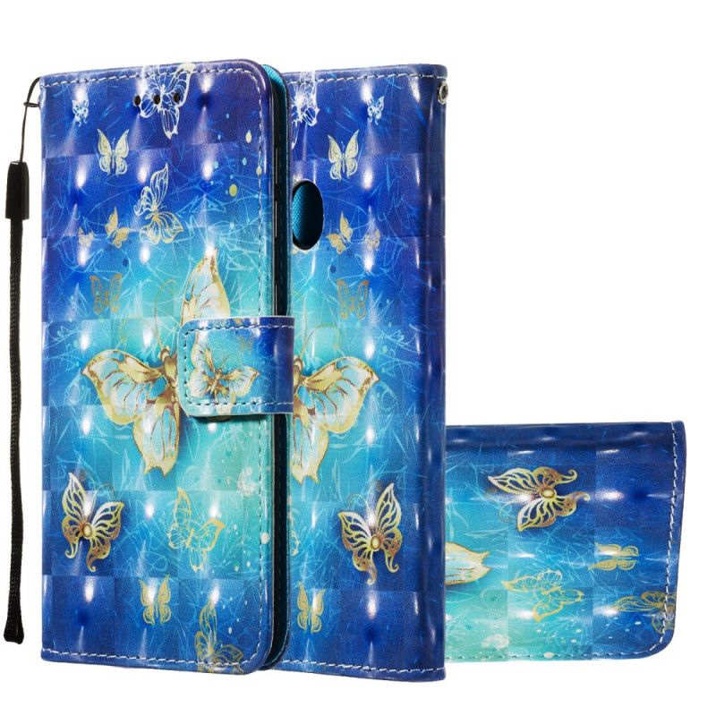 Leren Hoesje voor Samsung Galaxy A20e Gouden Vlinders