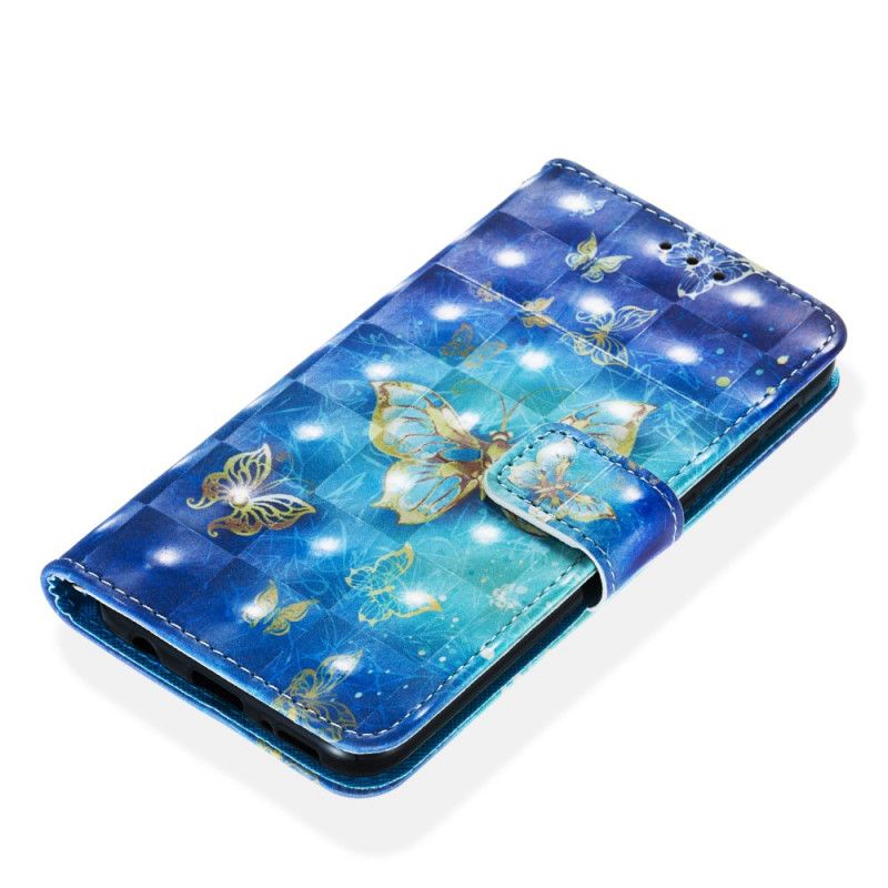 Leren Hoesje voor Samsung Galaxy A20e Gouden Vlinders