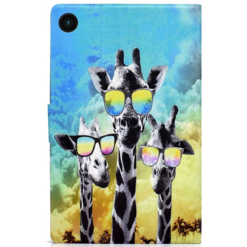 Flip Case Leren Samsung Galaxy Tab A8 (2021) Funky Giraffen