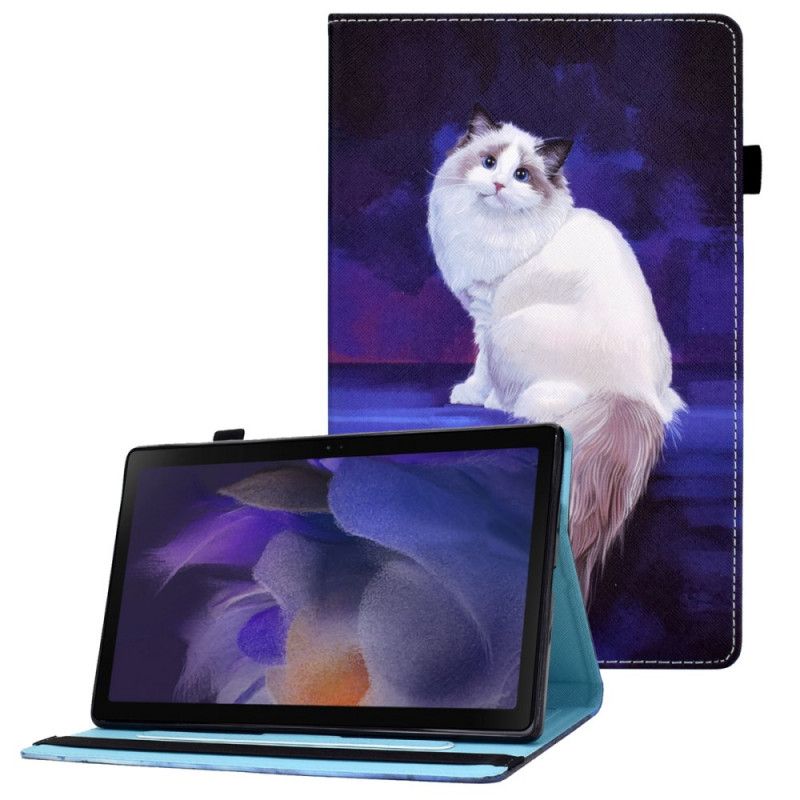 Flip Case Leren Samsung Galaxy Tab A8 (2021) Witte Kat