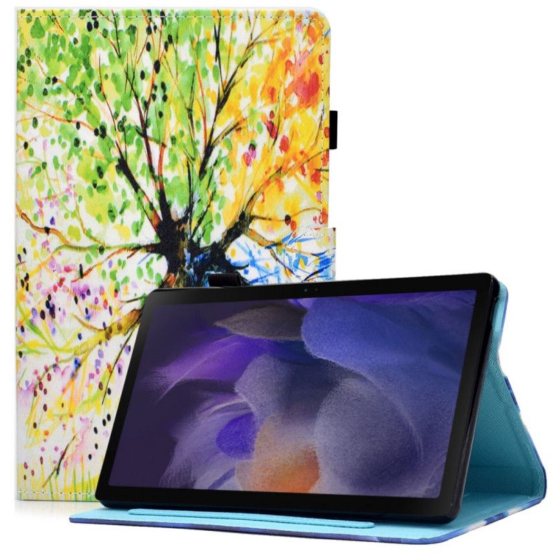 Leren Hoesje Samsung Galaxy Tab A8 (2021) Aquarel Boom Bescherming Hoesje