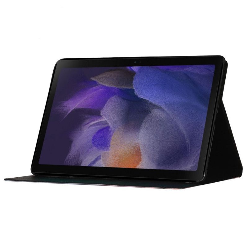 Leren Hoesje Samsung Galaxy Tab A8 (2021) Blauwe Kat En Vlinder Bescherming Hoesje